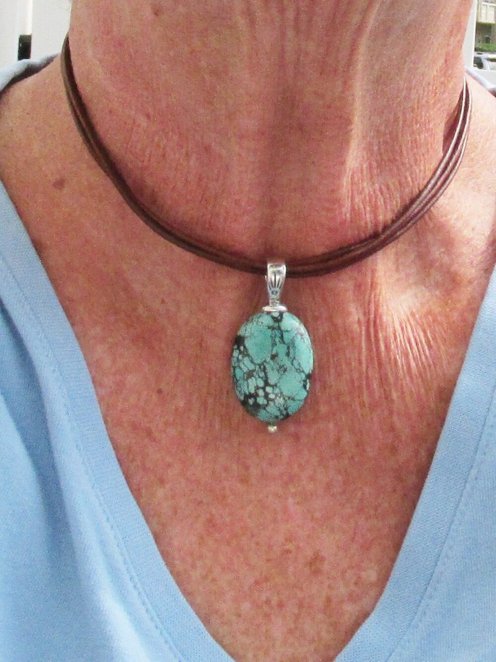 Retired SILPADA Turquoise Pendant 4 Strand Leather Cord Necklace - Picture 5 of 5